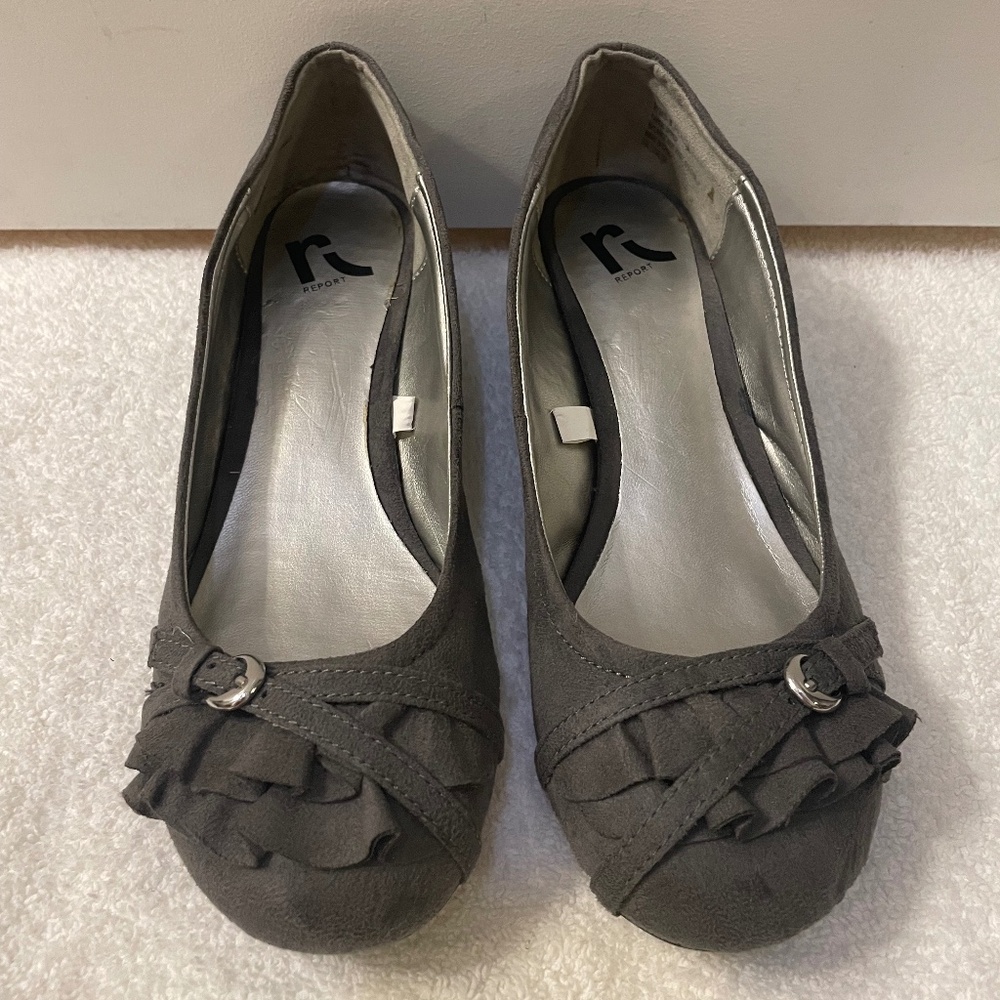 REPORT Gray Ballet Flats with Bow - Like New!